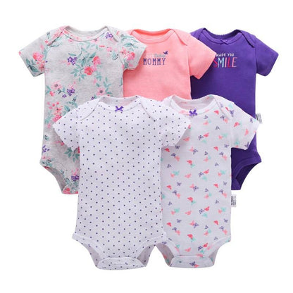 Printed Cotton Baby's Onesies 5 pcs Set