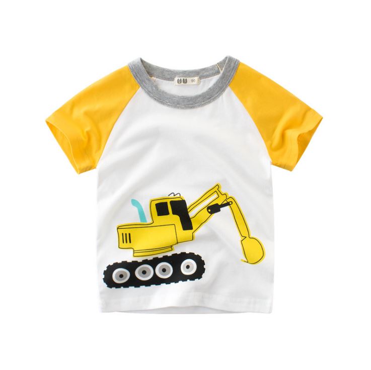 Summer Boy's Cartoon Printed Cotton T-Shirt