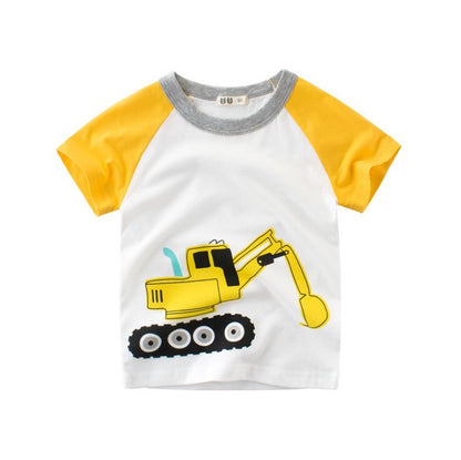 Summer Boy's Cartoon Printed Cotton T-Shirt