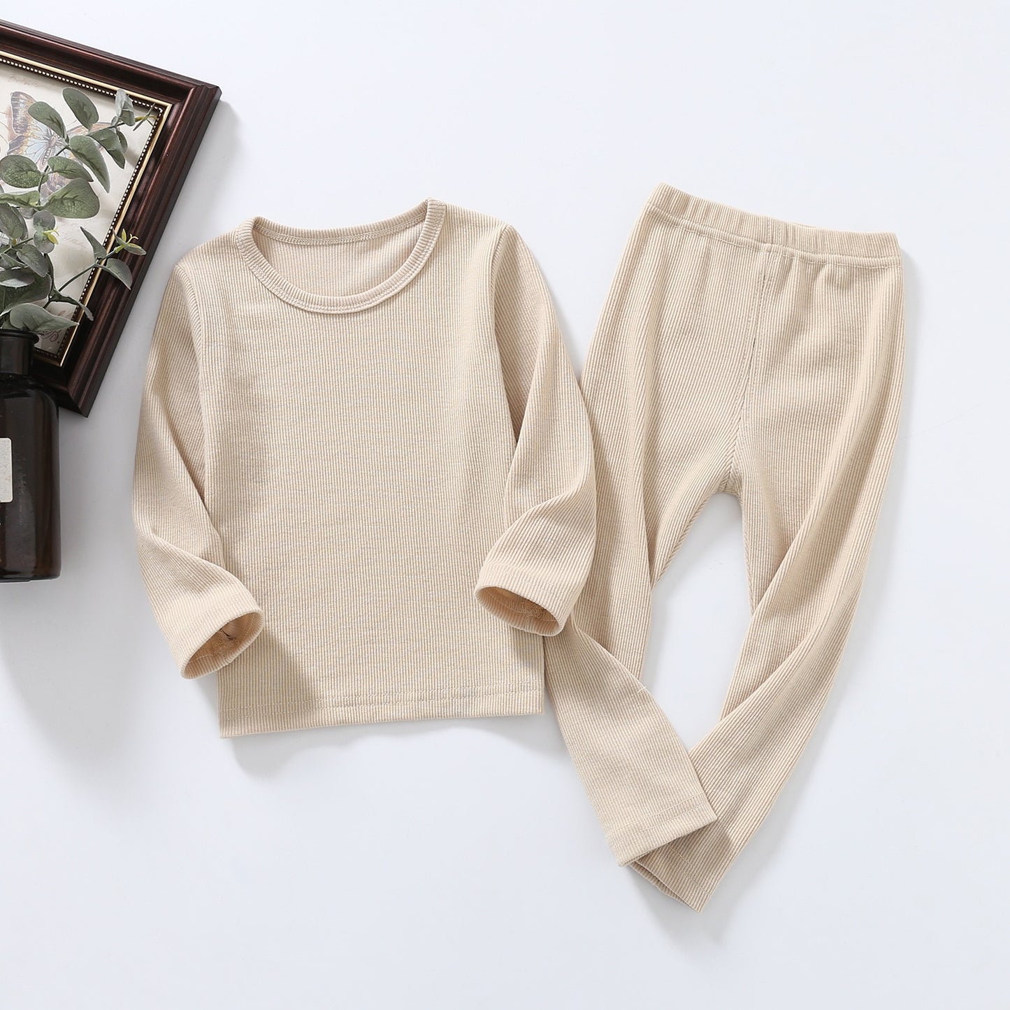 Long Sleeve Solid Color Baby Pajama Set