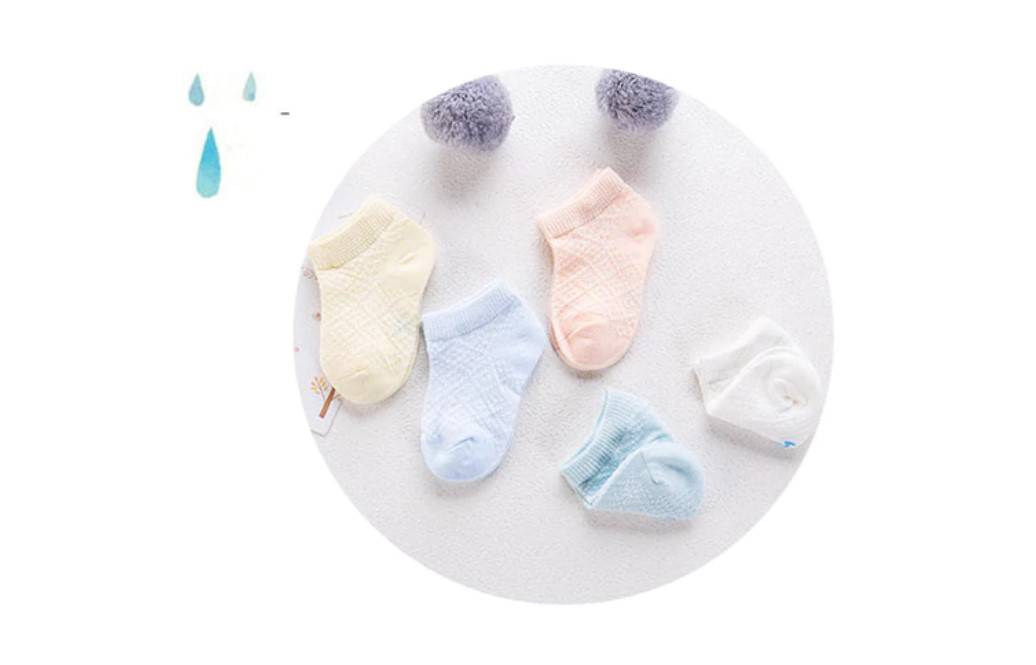 Baby's Pastel Color Breathable Socks 5 Pairs Set
