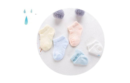 Baby's Pastel Color Breathable Socks 5 Pairs Set
