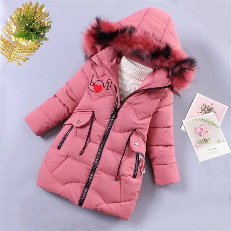 Girls Warm Winter Coat with Artificial Fur