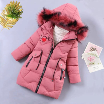 Girls Warm Winter Coat with Artificial Fur